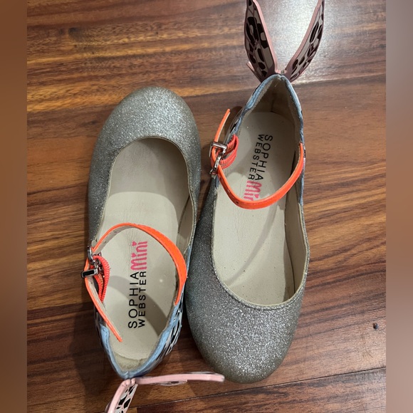 Sophia Webster Mini Chiara Mary Jane Butterfly Flats Leopard Glitter Kids 9 25 - Picture 2 of 15